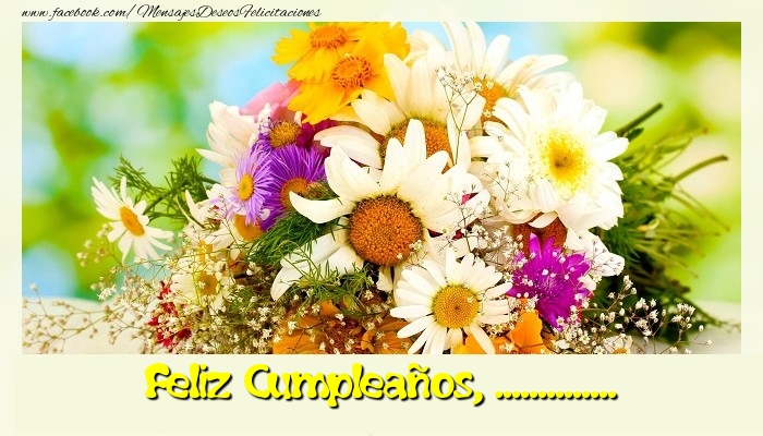 Felicitaciones Personalizadas de cumpleaños - Feliz Cumpleaños, .... Imagen con gran ramo de flores de primavera
