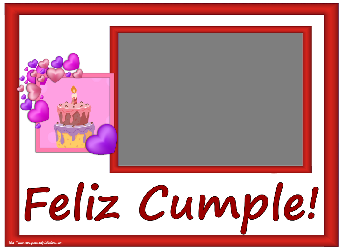 Felicitaciones Personalizadas de cumpleaños - 🎂 Tartas & 1 Foto & Marco De Fotos | Feliz Cumple! - Marco de foto