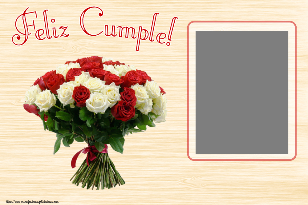 Felicitaciones Personalizadas de cumpleaños - 🌼 Flores & 1 Foto & Marco De Fotos | Feliz Cumple! - Marco de foto