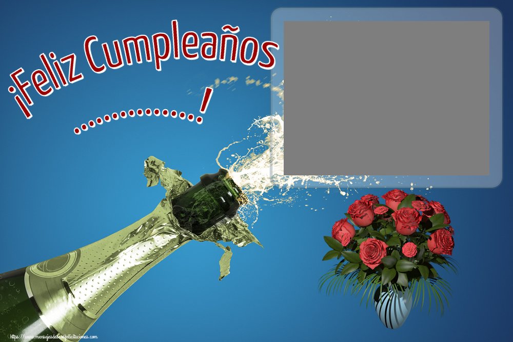 Felicitaciones Personalizadas de cumpleaños - Flores & 1 Foto & Marco De Fotos | ¡Feliz Cumpleaños ...! - Marco de foto