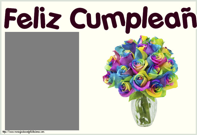 Felicitaciones Personalizadas de cumpleaños - 🌼 Flores & 1 Foto & Marco De Fotos | Feliz Cumpleaños! - Marco de foto