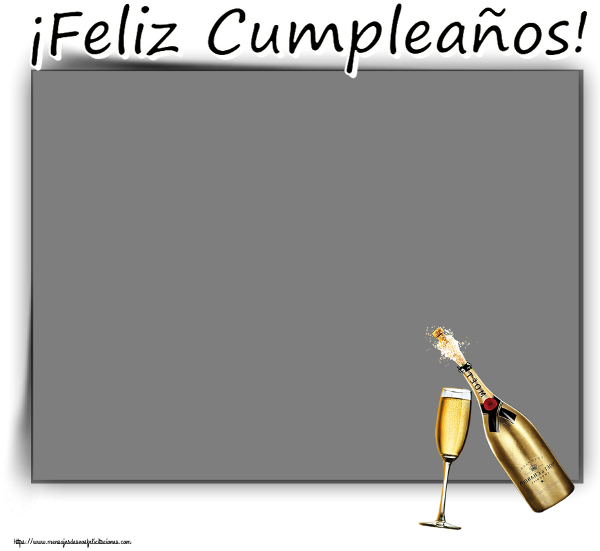 Felicitaciones Personalizadas de cumpleaños - 🥂🍾 Champán & 1 Foto & Marco De Fotos | ¡Feliz Cumpleaños! - Marco de foto ~ copas con champagne
