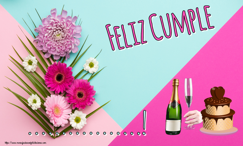 Felicitaciones Personalizadas de cumpleaños - Feliz Cumple ...! ~ tarta con corazón y champán