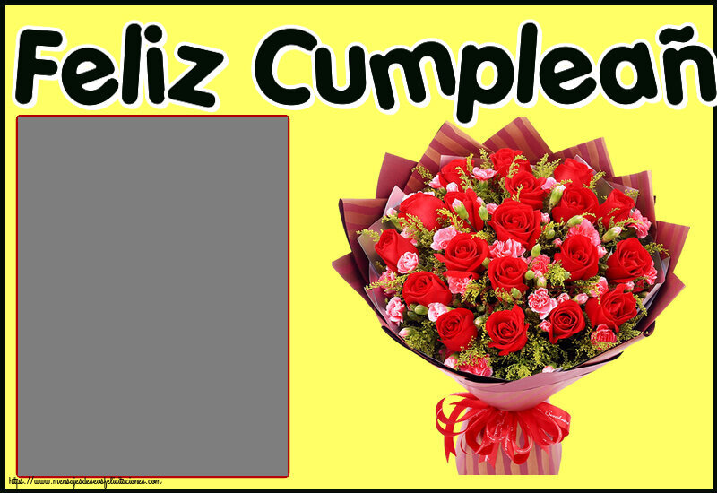 Felicitaciones Personalizadas de cumpleaños - Flores & 1 Foto & Marco De Fotos | Feliz Cumpleaños! - Marco de foto
