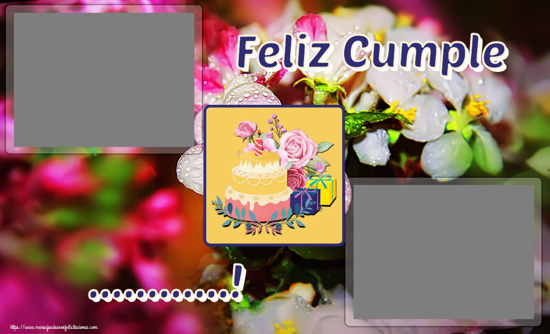 Felicitaciones Personalizadas de cumpleaños - 🎂 Tartas & 2 Fotos & Collage & Marco De Fotos | Feliz Cumple ...! - Marco de foto