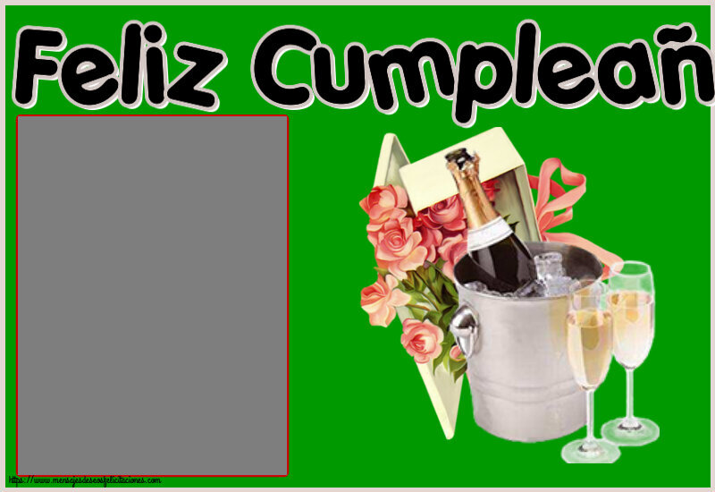Felicitaciones Personalizadas de cumpleaños - Feliz Cumpleaños! - Marco de foto ~ champán y rosas de fiesta
