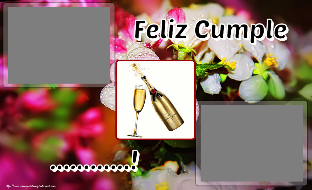 Felicitaciones Personalizadas de cumpleaños - 🥂🍾 Champán & 2 Fotos & Collage & Marco De Fotos | Feliz Cumple ...! - Marco de foto