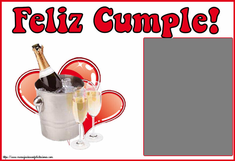 Felicitaciones Personalizadas de cumpleaños - 🥂🍾 Champán & 1 Foto & Marco De Fotos | Feliz Cumple! - Marco de foto