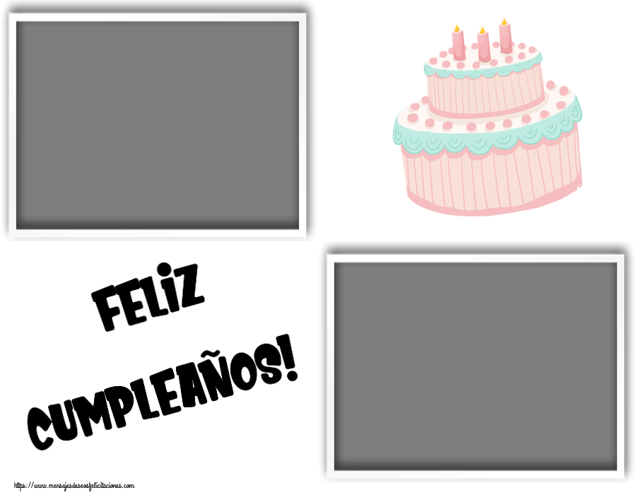 Felicitaciones Personalizadas de cumpleaños - 🎂 Tartas & 2 Fotos & Collage & Marco De Fotos | ¡Feliz Cumpleaños! - Marco de foto
