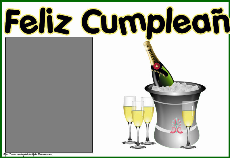 Felicitaciones Personalizadas de cumpleaños - 🥂🍾 Champán & 1 Foto & Marco De Fotos | Feliz Cumpleaños! - Marco de foto