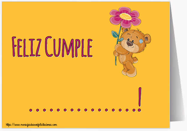 Felicitaciones Personalizadas de cumpleaños - Feliz Cumple ...! ~ Teddy con una flor