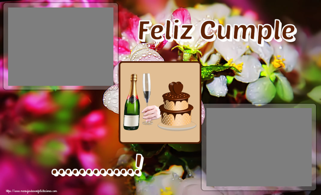 Felicitaciones Personalizadas de cumpleaños - 2 Fotos & Collage & Marco De Fotos | Feliz Cumple ...! - Marco de foto