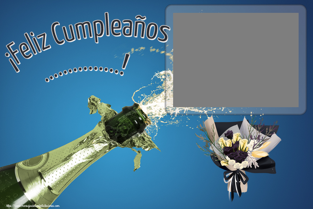 Felicitaciones Personalizadas de cumpleaños - 🌼 Flores & 1 Foto & Marco De Fotos | ¡Feliz Cumpleaños ...! - Marco de foto