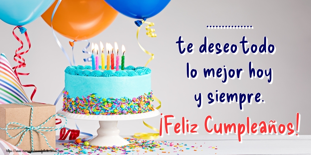 Felicitaciones Personalizadas de cumpleaños - Cuadro con tarta con velas y globos