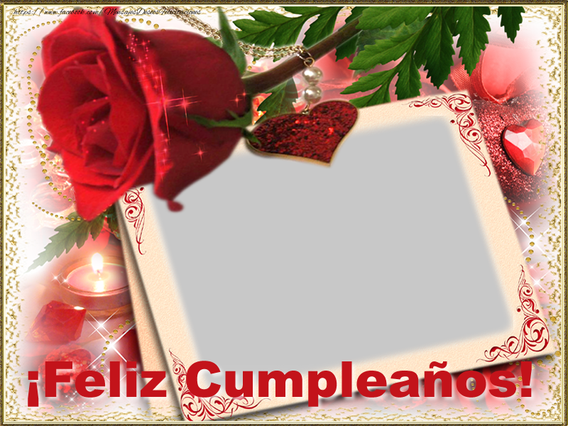 Felicitaciones Personalizadas de cumpleaños - 🌹 Marco De Fotos & Rosas & 1 Foto | ¡Feliz Cumpleaños!