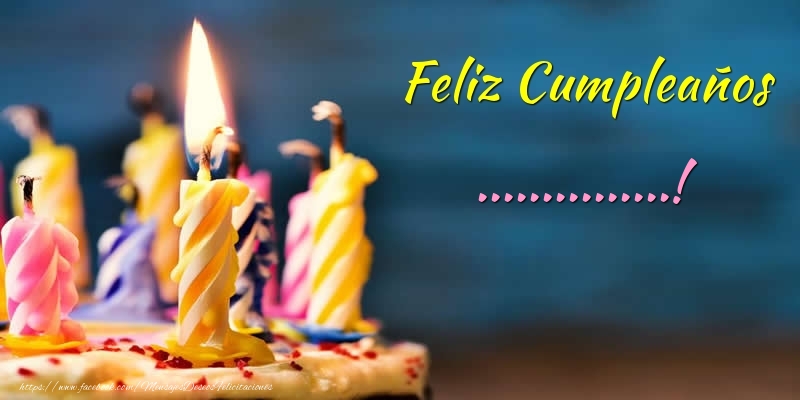Felicitaciones Personalizadas de cumpleaños - 🎂 Feliz Cumpleaños ...! Imagen con pastel con velas encendidas sobre fondo azul