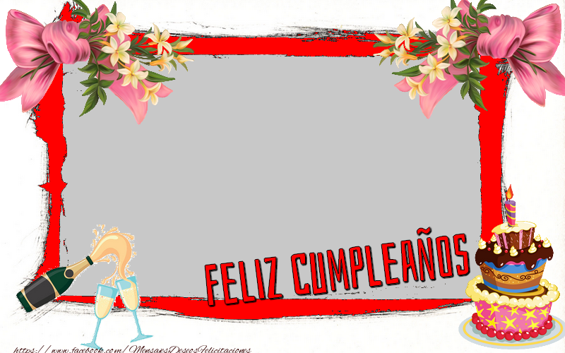 Felicitaciones Personalizadas con fotos - Champán & Flores & Tartas & 1 Foto & Marco De Fotos | Feliz Cumpleaños