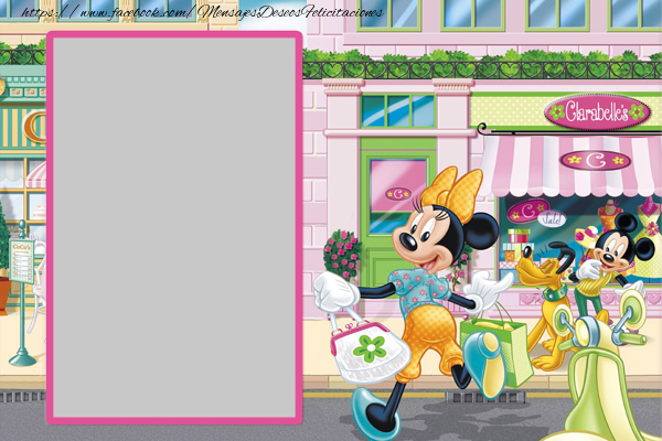 Felicitaciones Personalizadas con fotos - Animación & Marco De Fotos & 1 Foto | Minnie y Mickey Mouse