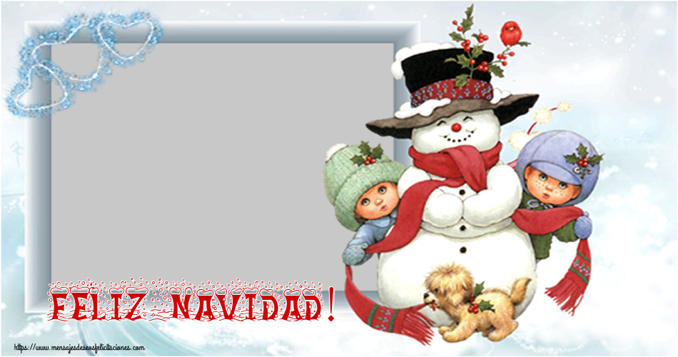 Felicitaciones Personalizadas de Navidad - Marco De Fotos & Muñeco De Nieve & Corazón & 1 Foto | Feliz Navidad! - Marco de foto de Navidad