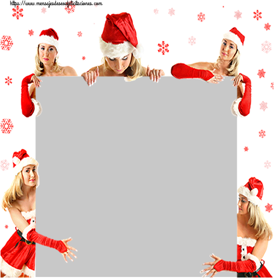 Felicitaciones Personalizadas de Navidad - Marco de foto de Navidad. Imagen con marco de fotos con niñas disfrazadas de Papá Noel