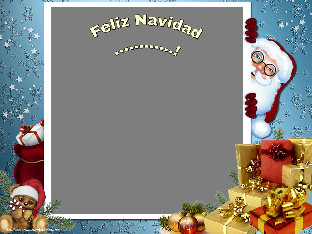 Felicitaciones Personalizadas de Navidad - Marco De Fotos & Papá Noel & Regalo & 1 Foto | Feliz Navidad ...! - Marco de foto de Navidad