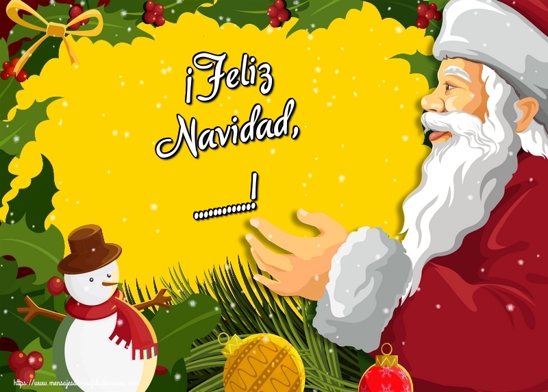 Felicitaciones Personalizadas de Navidad - Bolas De Navidad & Muñeco De Nieve & Papá Noel | ¡Feliz Navidad, ...!