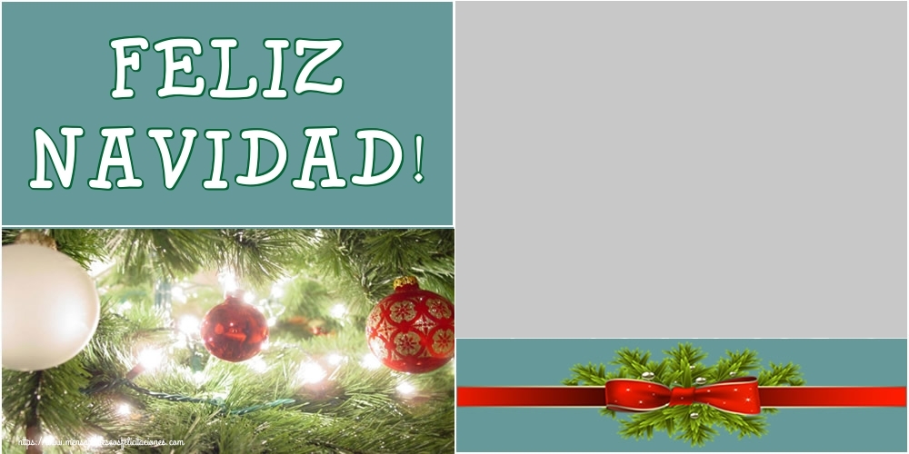 Felicitaciones Personalizadas de Navidad - Bolas De Navidad & 1 Foto & Marco De Fotos | Feliz Navidad! - Marco de foto de Navidad