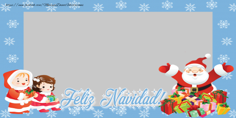 Felicitaciones Personalizadas de Navidad - Marco De Fotos & Nieve & Papá Noel & 1 Foto | Feliz navidad!