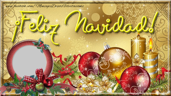 Felicitaciones Personalizadas de Navidad - Bolas De Navidad & Marco De Fotos & Vela & 1 Foto | Feliz Navidad