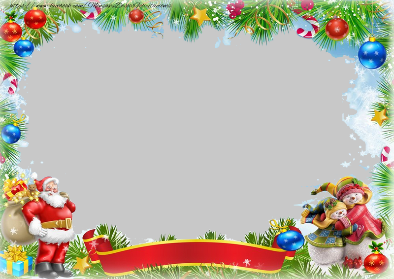 Felicitaciones Personalizadas de Navidad - Árbol De Navidad & Bolas De Navidad & Papá Noel & 1 Foto & Marco De Fotos | Photo frame