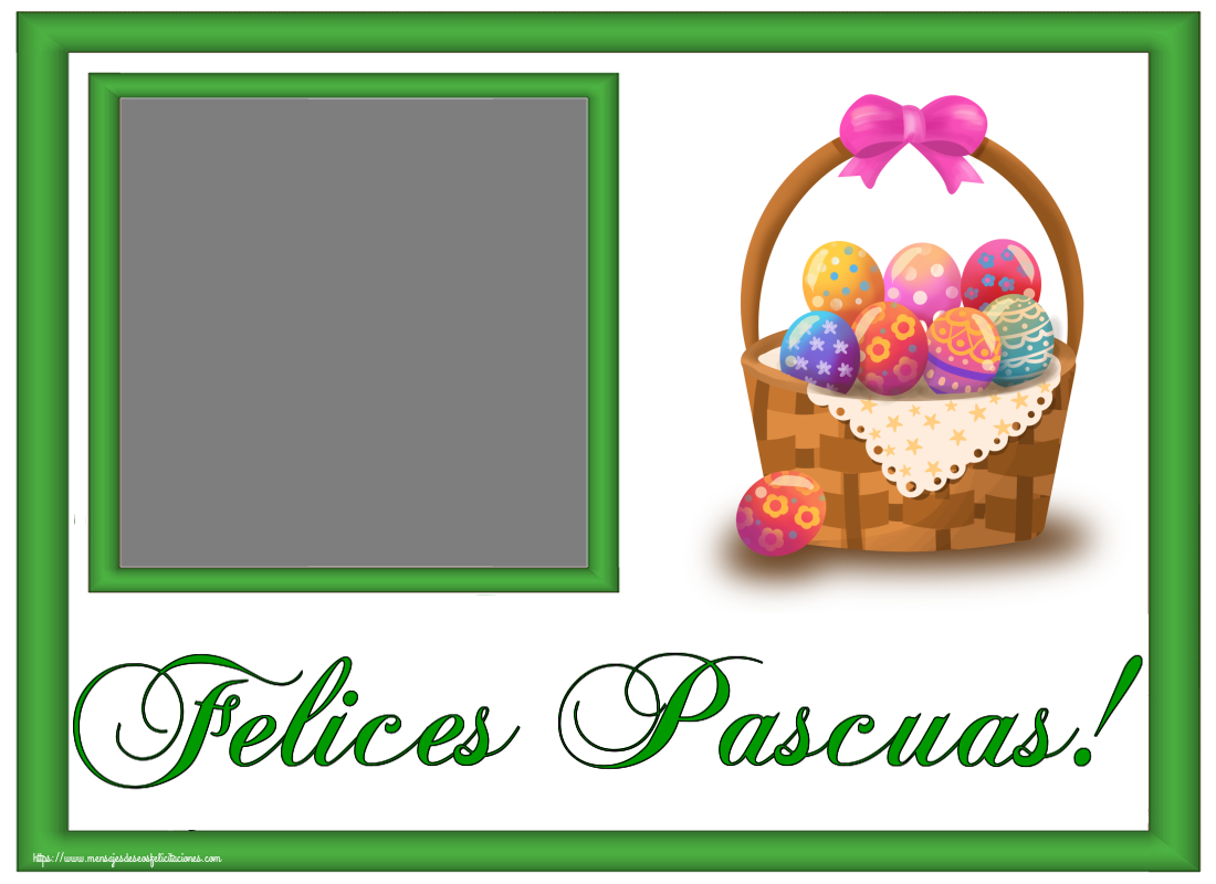 Felicitaciones Personalizadas de pascua - ¡Felices Pascuas! - Crea tarjetaa personalizadas con foto perfil de facebook ~ dibujo con huevos en la cesta