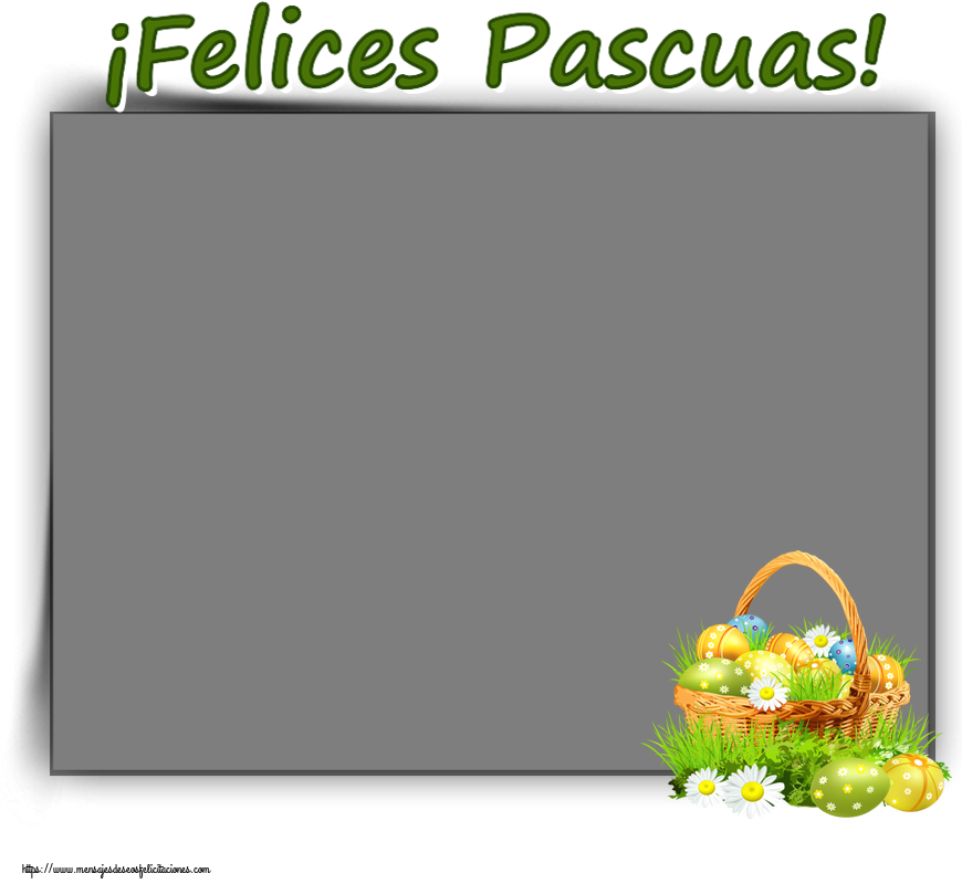 Felicitaciones Personalizadas de pascua - ¡Felices Pascuas! - Marco de foto - huevos en una cesta y flores silvestres