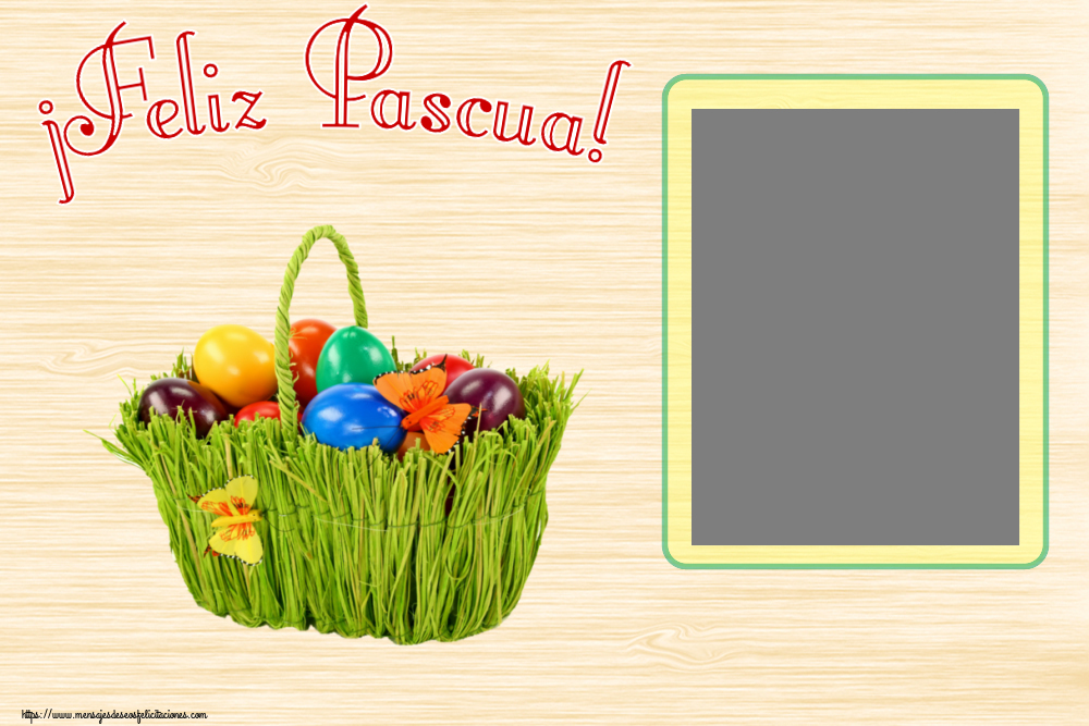 Felicitaciones Personalizadas de pascua - ¡Feliz Pascua! - Marco de foto ~ composición con huevos de colores en la cesta