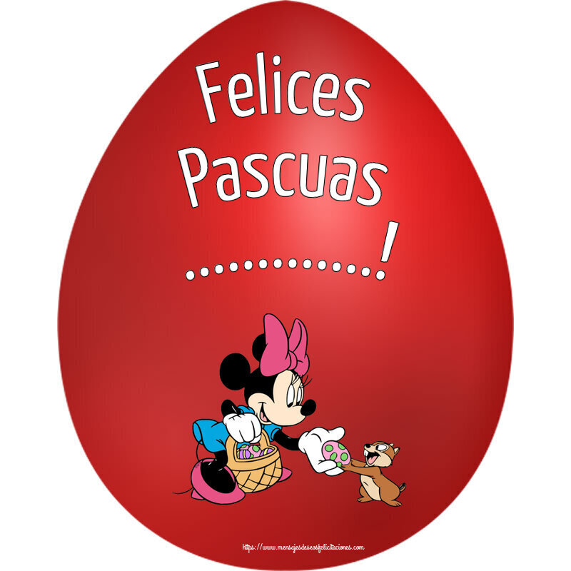 Felicitaciones Personalizadas de pascua - Felices Pascuas ...! ~ Minnie Mouse con una cesta de huevos