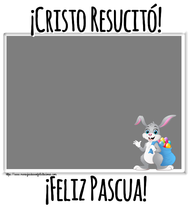 Felicitaciones Personalizadas de pascua - Conejos & 1 Foto & Marco De Fotos | ¡Cristo Resucitó! ¡Feliz Pascua! - Marco de foto