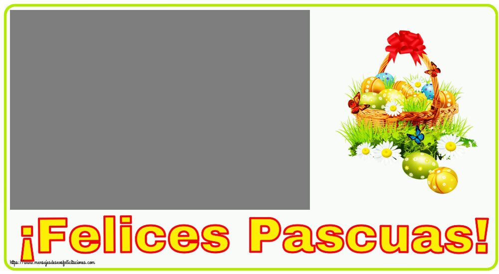 Felicitaciones Personalizadas de pascua - ¡Felices Pascuas! - Marco de foto ~ composición con huevos, flores silvestres y mariposas