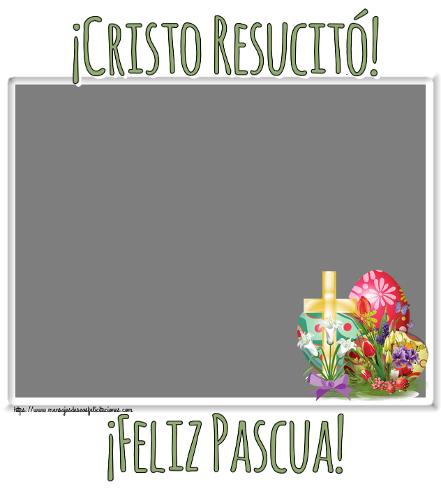 Felicitaciones Personalizadas de pascua - Cruz & 1 Foto & Marco De Fotos | ¡Cristo Resucitó! ¡Feliz Pascua! - Marco de foto