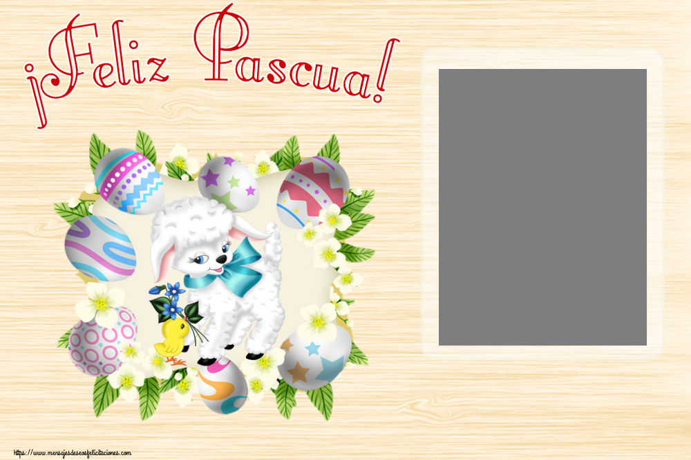 Felicitaciones Personalizadas de pascua - ¡Feliz Pascua! - Marco de foto - huevos, cordero y flores