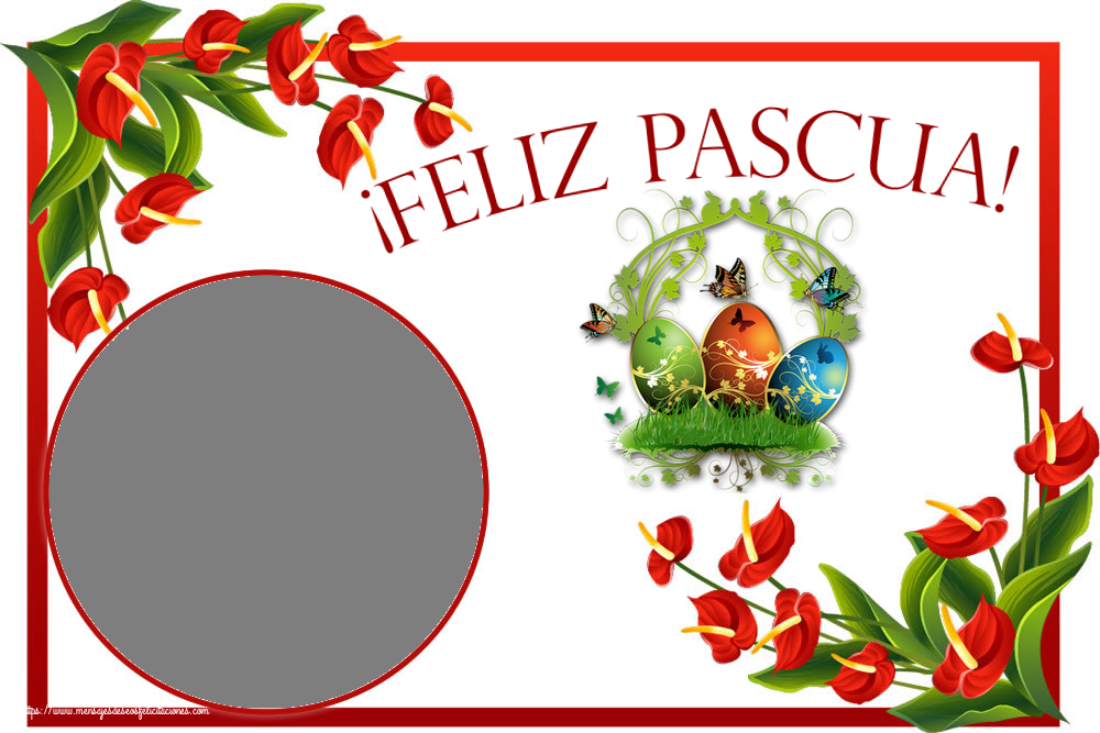 Felicitaciones Personalizadas de pascua - ¡Feliz Pascua! - Marco de foto ~ composición con huevos y mariposas