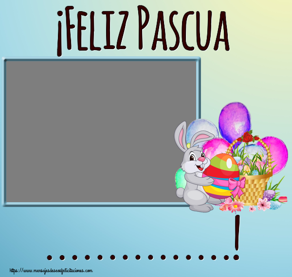 Felicitaciones Personalizadas de pascua - Conejos & 1 Foto & Marco De Fotos | ¡Feliz Pascua ...! - Marco de foto - composición con conejito y cesta de huevos