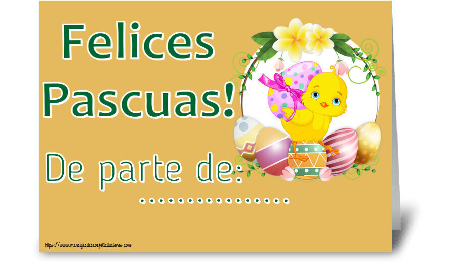 Felicitaciones Personalizadas de pascua - Felices Pascuas! De parte de: ... ~ pollo y huevos