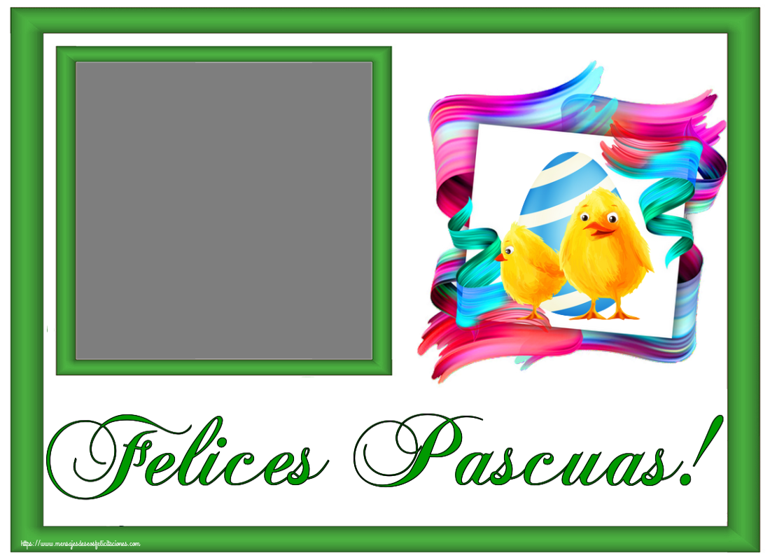 Felicitaciones Personalizadas de pascua - Pollo & 1 Foto & Marco De Fotos | ¡Felices Pascuas! - Crea tarjetaa personalizadas con foto perfil de facebook