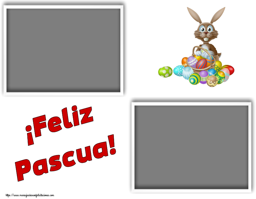 Felicitaciones Personalizadas de pascua - ¡Feliz Pascua! - Marco de foto ~ Conejito sencillo con cesta de huevos