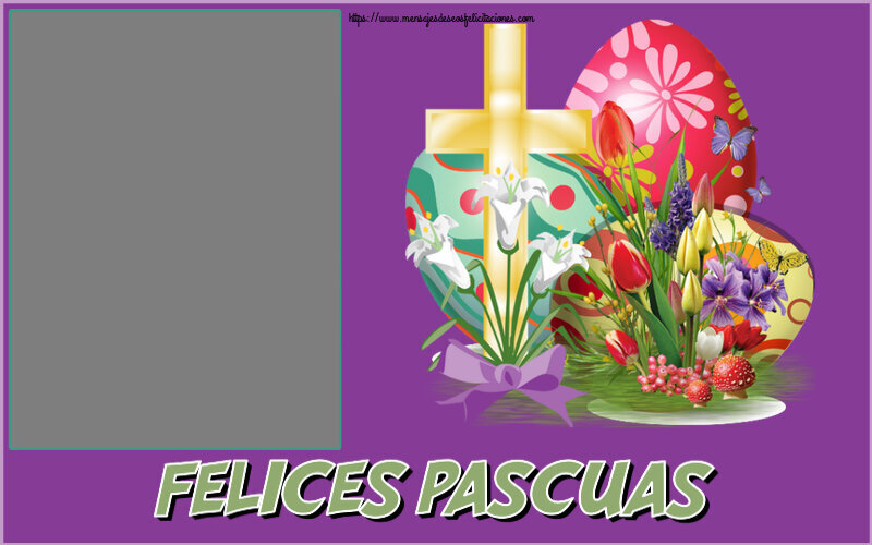 Felicitaciones Personalizadas de pascua - ¡Felices Pascuas! - Marco de foto ~ huevos y cruz