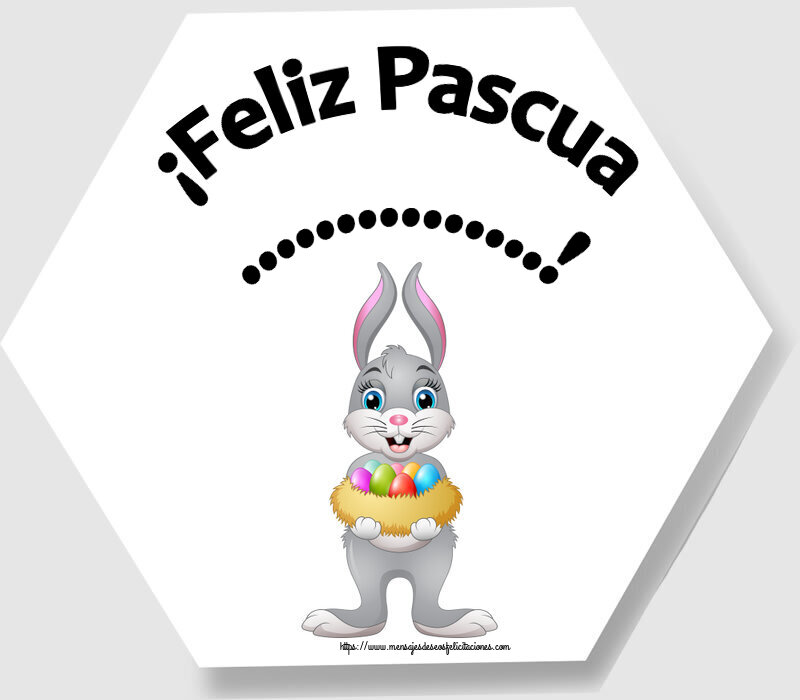 Felicitaciones Personalizadas de pascua - ¡Feliz Pascua ...! ~ conejito con una cesta de huevos