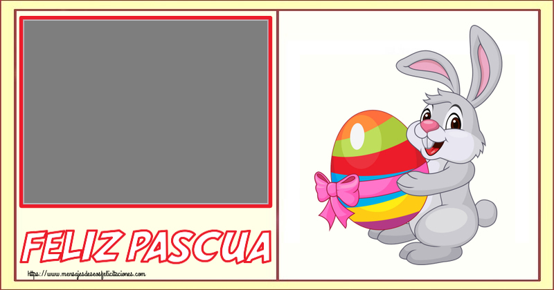 Felicitaciones Personalizadas de pascua - Conejos & 1 Foto & Marco De Fotos | ¡Feliz Pascua! - Marco de foto ~ conejito con un huevo en brazos