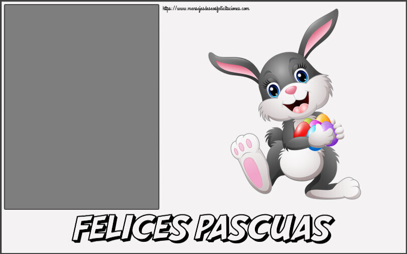 Felicitaciones Personalizadas de pascua - Conejos & 1 Foto & Marco De Fotos | ¡Felices Pascuas! - Marco de foto ~ alegre conejito con huevos de colores
