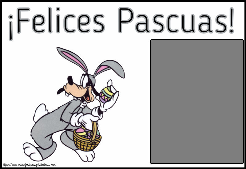 Felicitaciones Personalizadas de pascua - ¡Felices Pascuas! - Marco de foto ~ Conejo con cesta de huevos