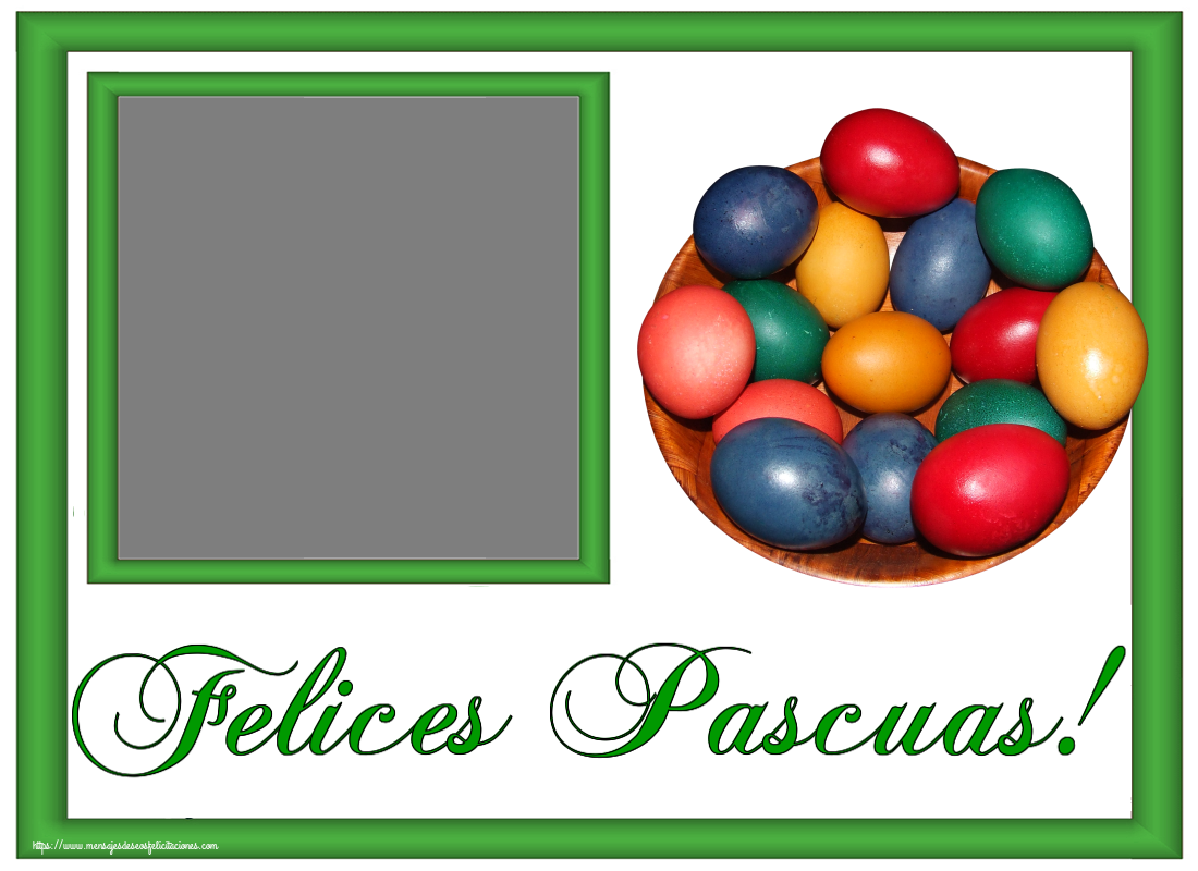 Felicitaciones Personalizadas de pascua - ¡Felices Pascuas! - Crea tarjetaa personalizadas con foto perfil de facebook ~ huevos de colores en un bol