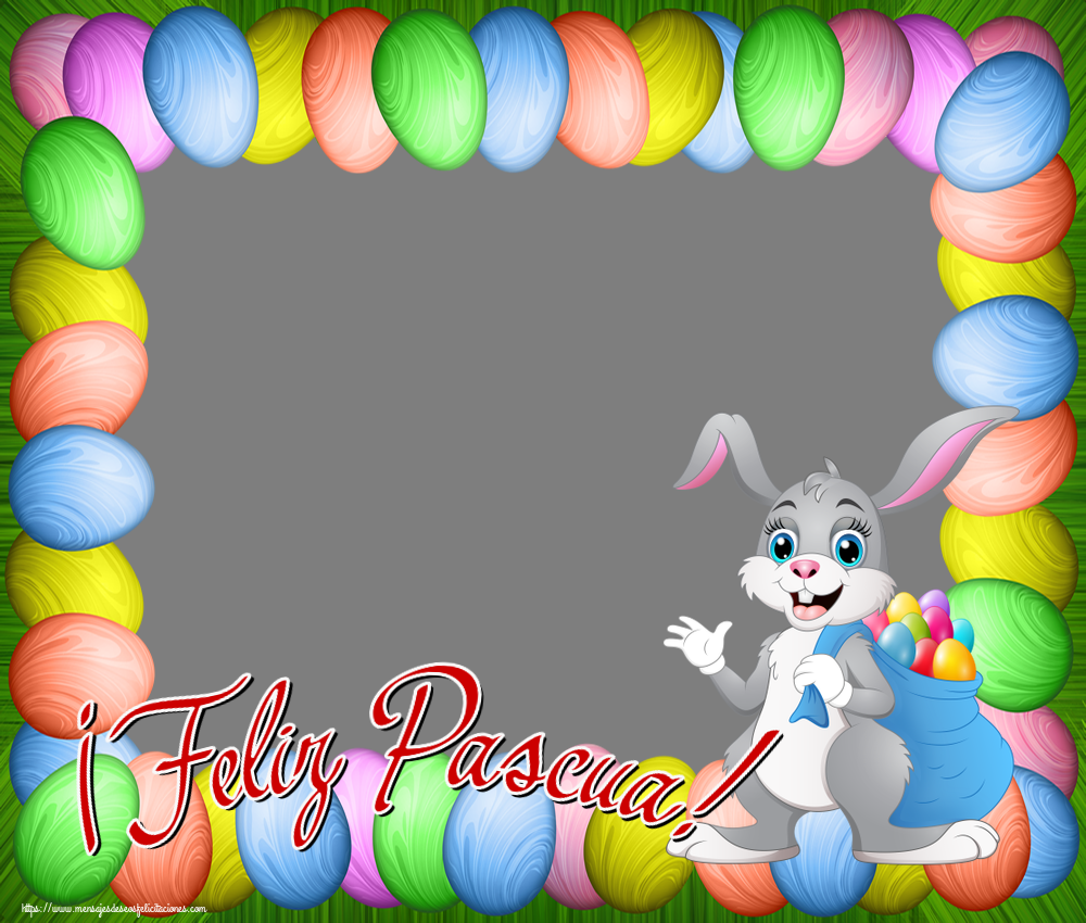 Felicitaciones Personalizadas de pascua - Conejos & 1 Foto & Marco De Fotos | ¡Feliz Pascua! - Marco de foto